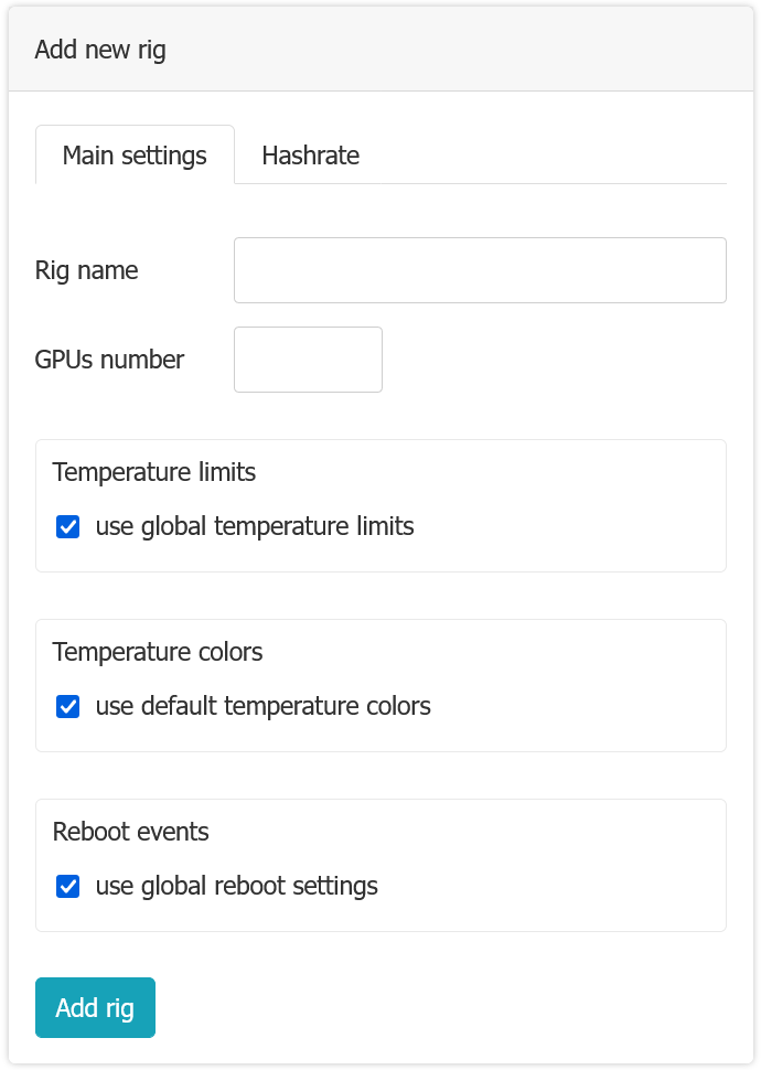 RIG cards — rig and miners monitoring with notifications